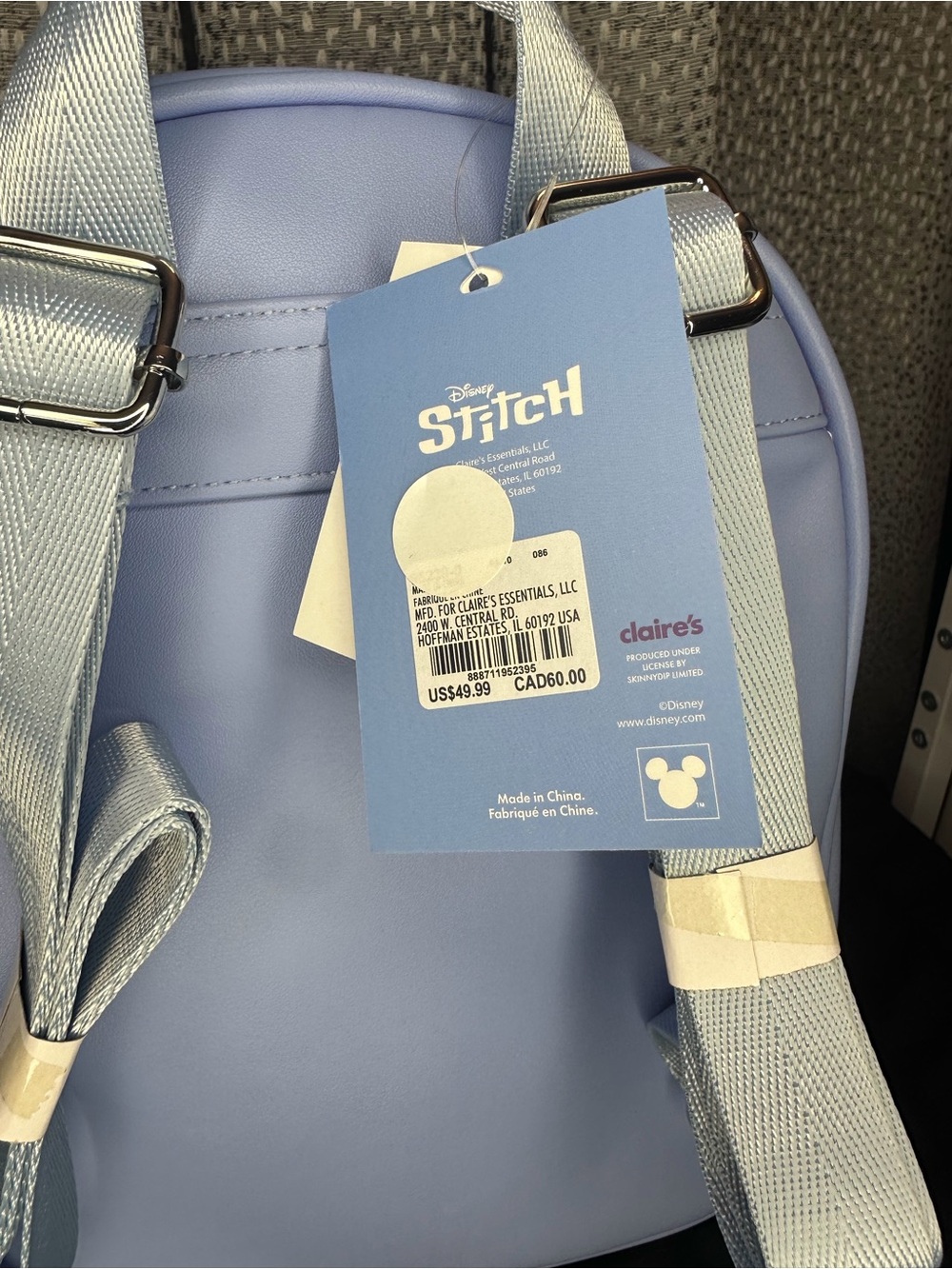 Disney Blue Stitch Kids Backpack with Pink Ears - Picture 4 of 5